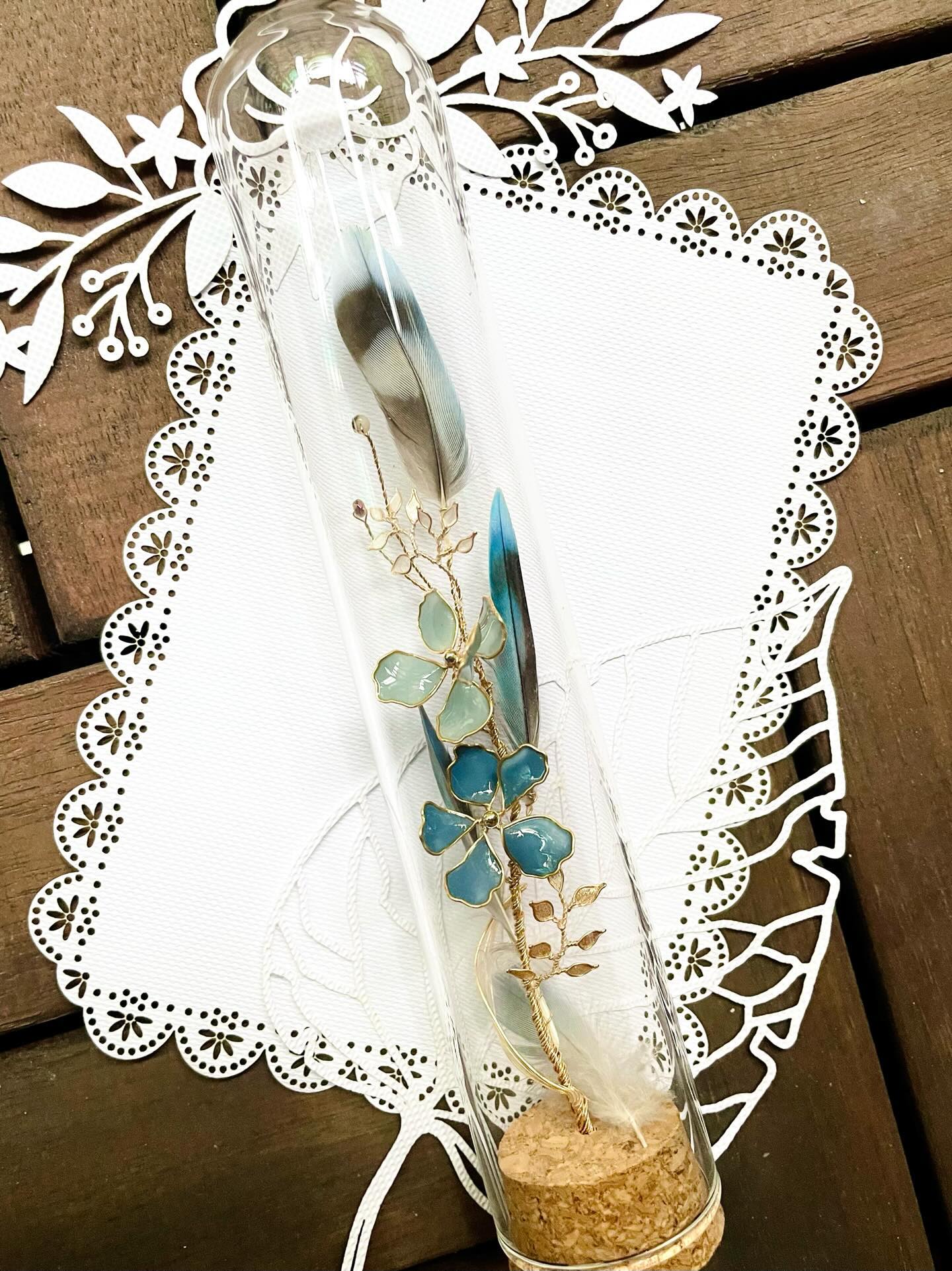 JuBoi-羽毛收藏玻璃罐-牡丹鸚鵡-皮皮